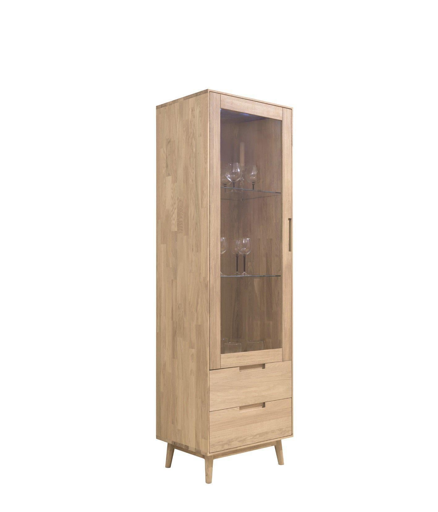 NordicStory Armario Vitrina de madera maciza de roble